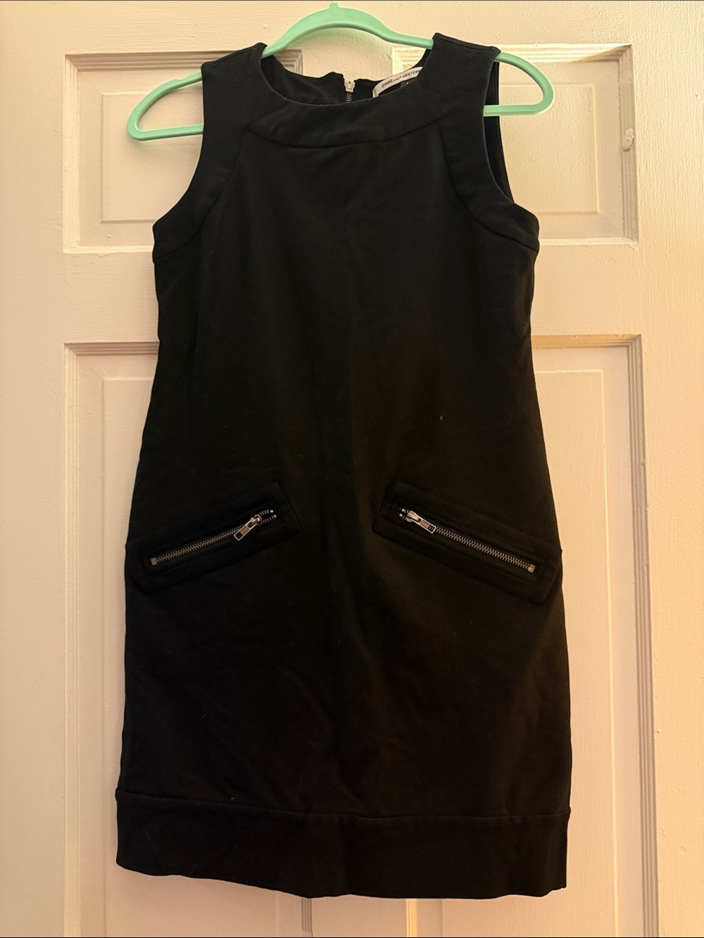 Diane Von Furstenberg Black Sleeveless Mini Dress with Zip Pockets
